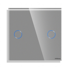 Small Touch Switch Glass Panel 2-gang, GRAY