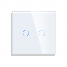 Touch Switch Glass Panel 2-gang, WHITE